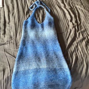 Blue knitted dress